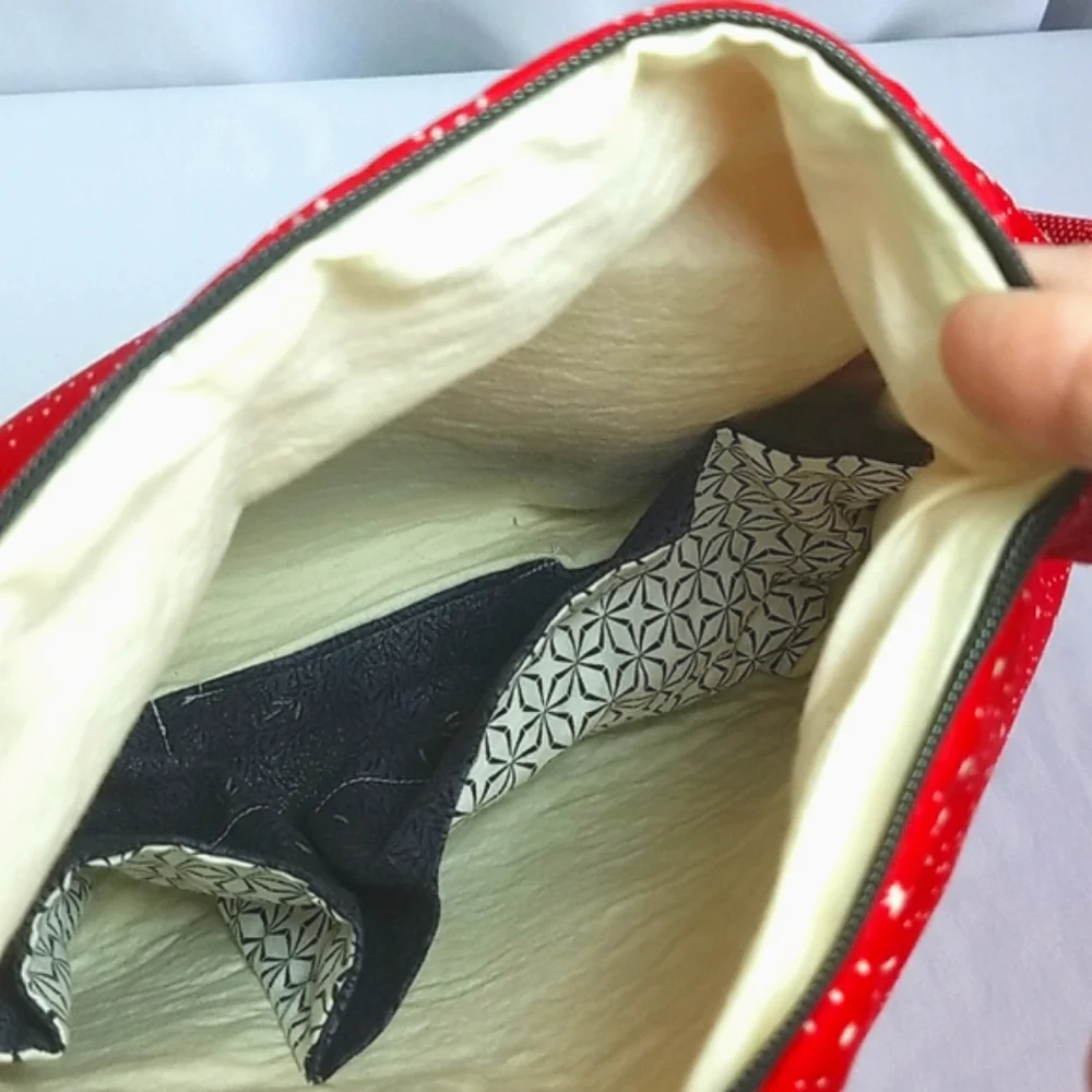 Hand Crafted Red and Black Fabric Over The Shoulder Bag